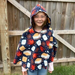 Cape With Slouchy Hood Youth One Size Fits Most Ages 6-10 S’mores Campfire Camp